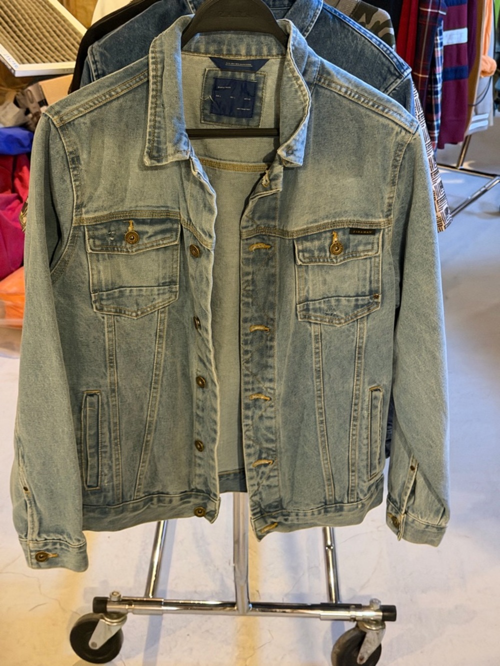 Zara Light Blue Denim Jacket with Dark Blue Label